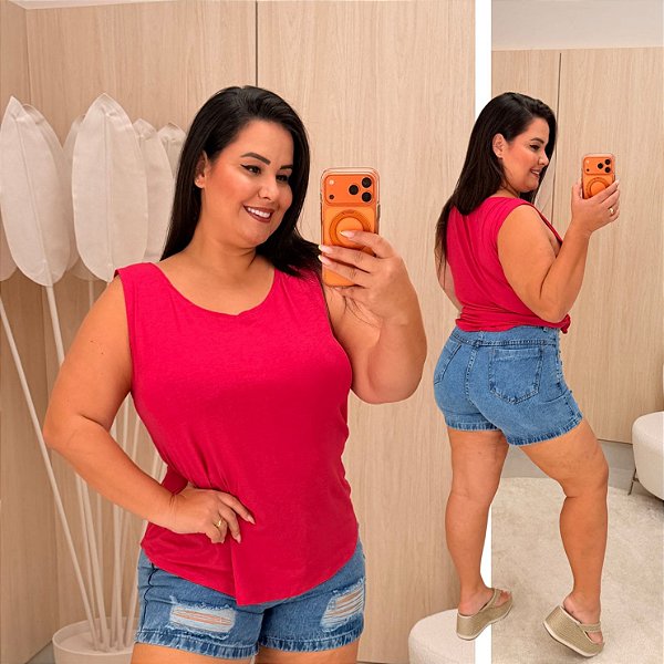 Blusa Regata Fit Laís Pink Plus Size