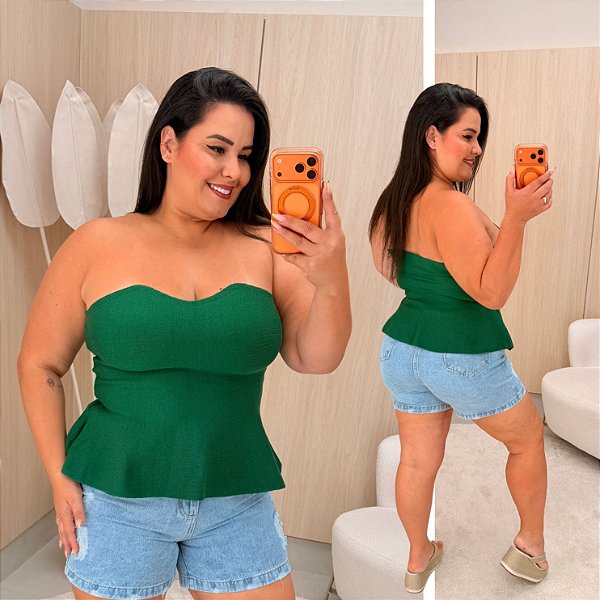 Blusa Bata Modal Ester Verde Plus Size