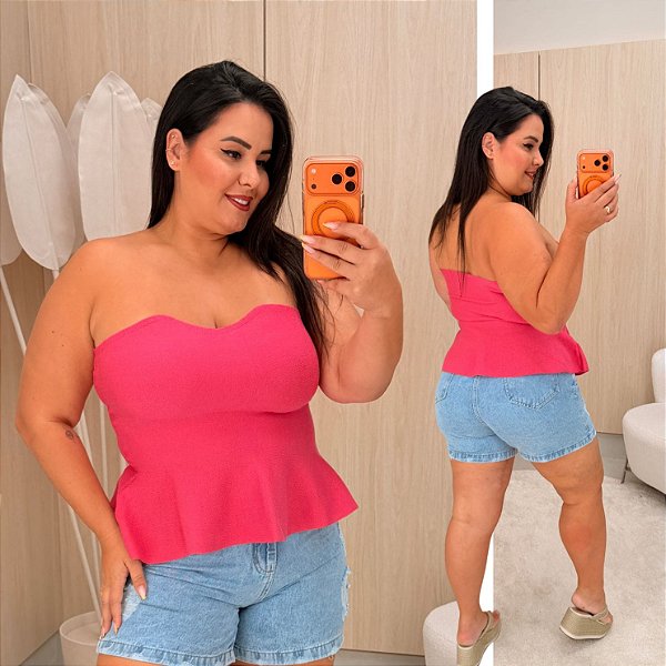 Blusa Bata Modal Ester Pink Plus Size