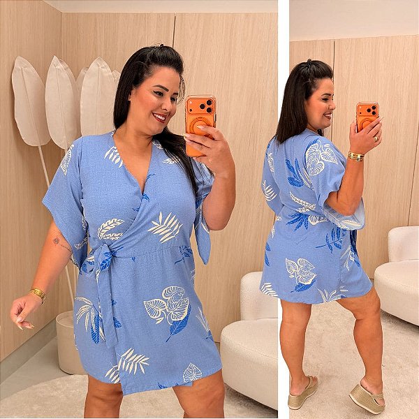 Vestido Transpassado Vip Lia Azul Plus Size