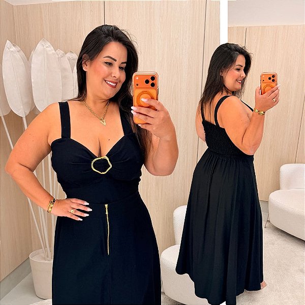 Conjunto Saia Longa Teresa Preto Plus Size