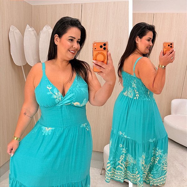 Vestido Alça Farm Tiffany Estampado Plus Size