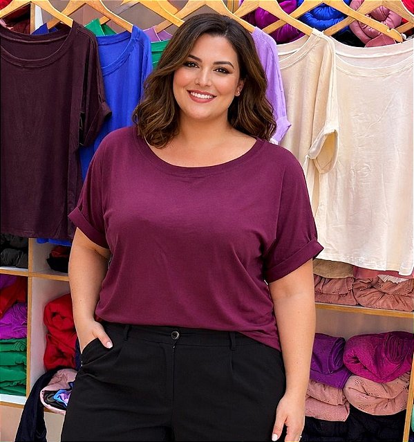 Blusão Visco Yasmin Vinho Plus Size