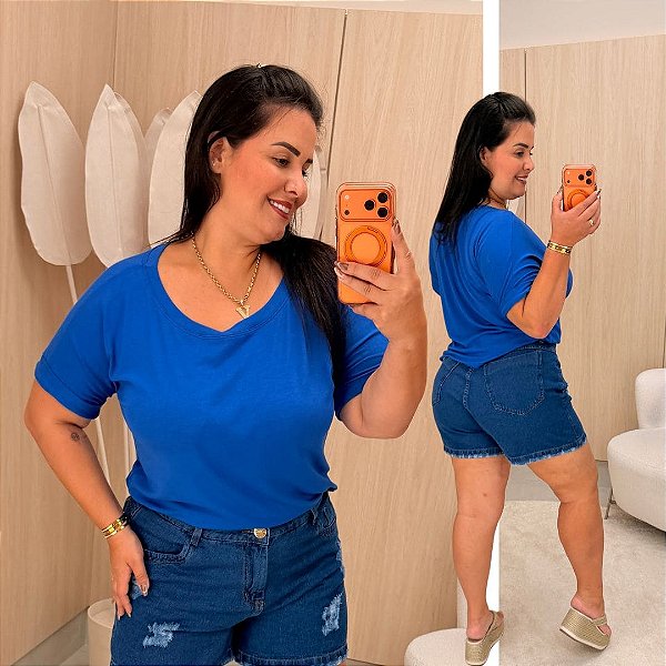 Blusão Visco Yasmin Azul Royal Plus Size