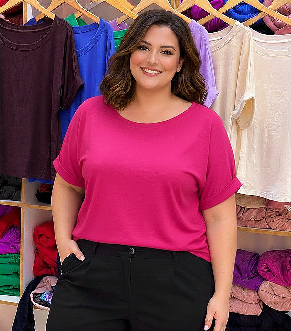 Blusão Visco Yasmin Pink Plus Size