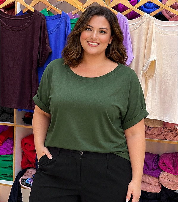 Blusão Visco Yasmin Verde Militar Plus Size