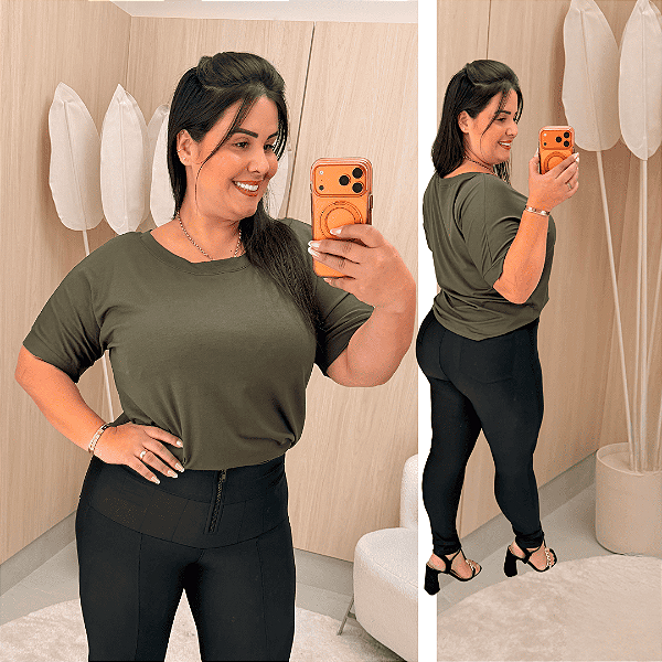 Blusão Visco Yasmin Verde Militar Plus Size