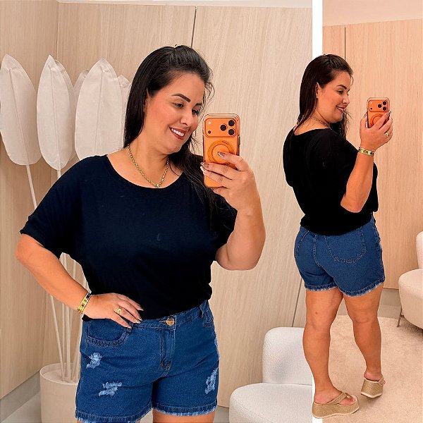 Blusão Visco Yasmin Preta Plus Size