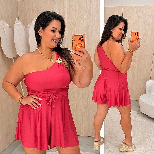 Macaquinho Nula Nina Pink Plus Size