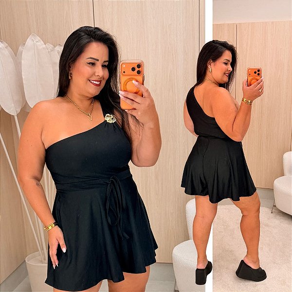 Macaquinho Nula Nina Preto Plus Size