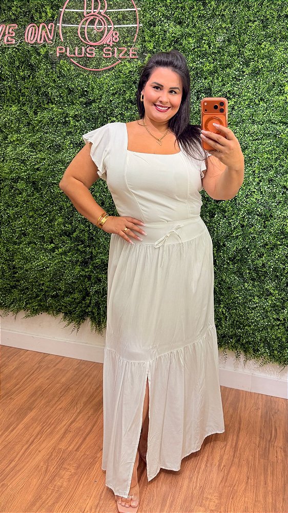 Conjunto Saia Mali Branco Plus Size