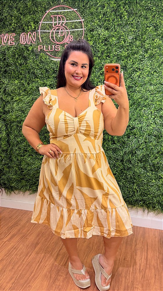Vestido Curto Mali Amarelo Plus Size