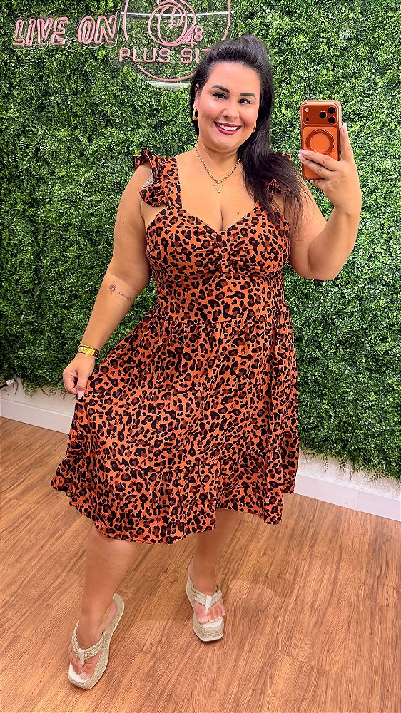 Vestido Curto Mali Animal Print Plus Size