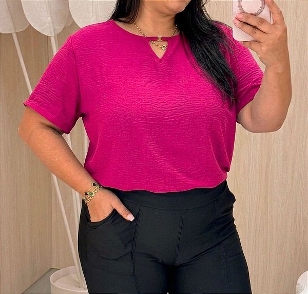Blusa Manga Duna Beatriz Pink Plus Size