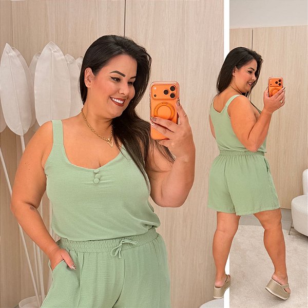 Conjunto Alça Gabriela Verde Plus Size