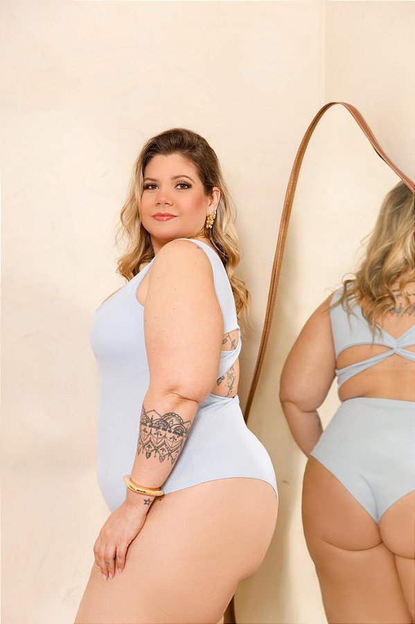 Body Alça Ribana Cruzado Branco Plus Size