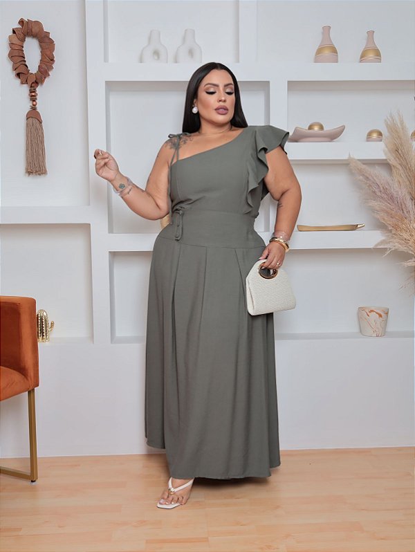 Conjunto Bruna Babado Verde Plus Size