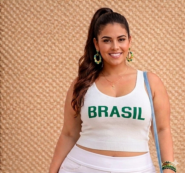 Cropped Alça Modal BR Branco Plus Size