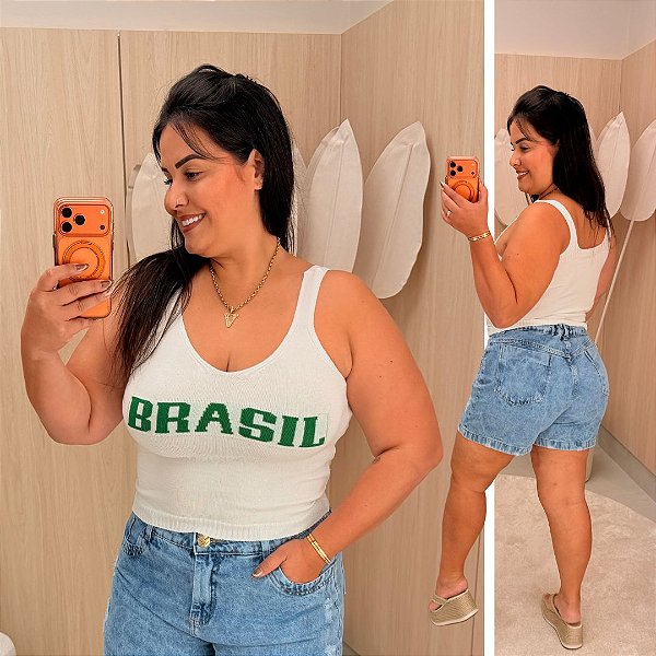 Blusa Alça Modal BR Branco Plus Size