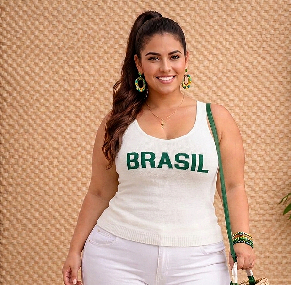 Blusa Alça Modal BR Branco Plus Size