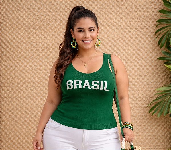 Blusa Alça Modal BR Verde Plus Size