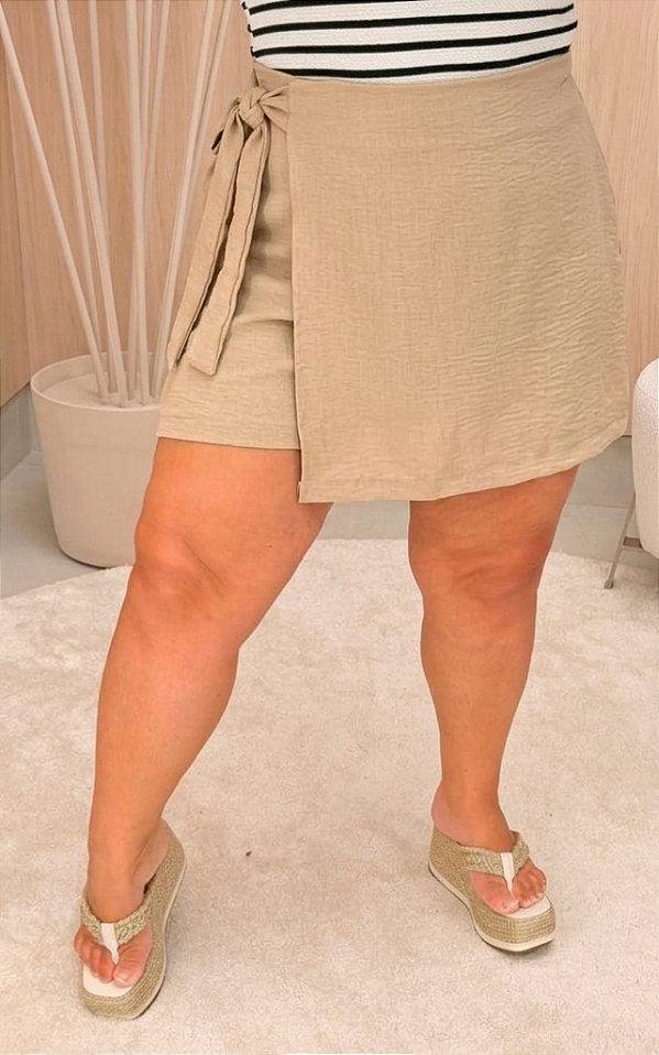 Short Saia Babi Bege Plus Size