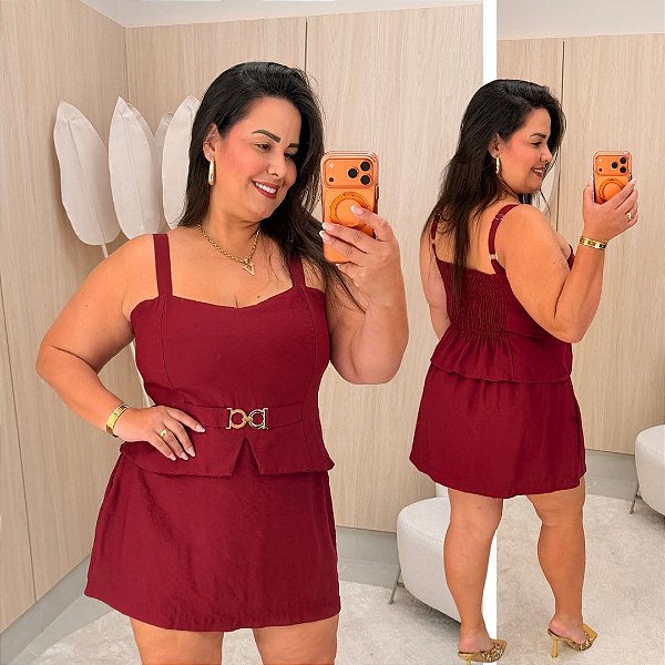 Conjunto Vip Alça Marina Vinho Plus Size