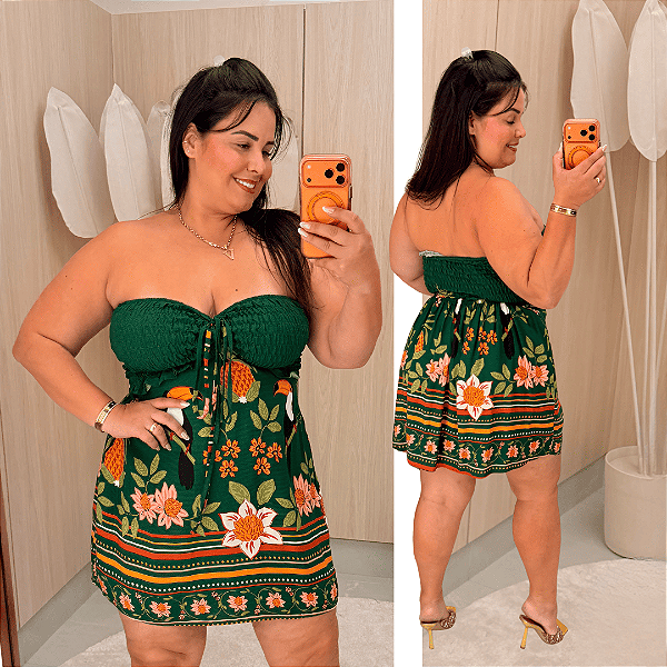 Macaquinho Multi Formas Verão Verde Plus Size