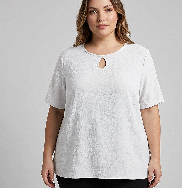 Blusa Manga Duna Gotinha Branca Plus Size