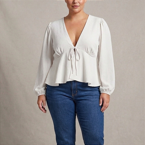 Blusa Manga Lana Batinha Branca Plus Size
