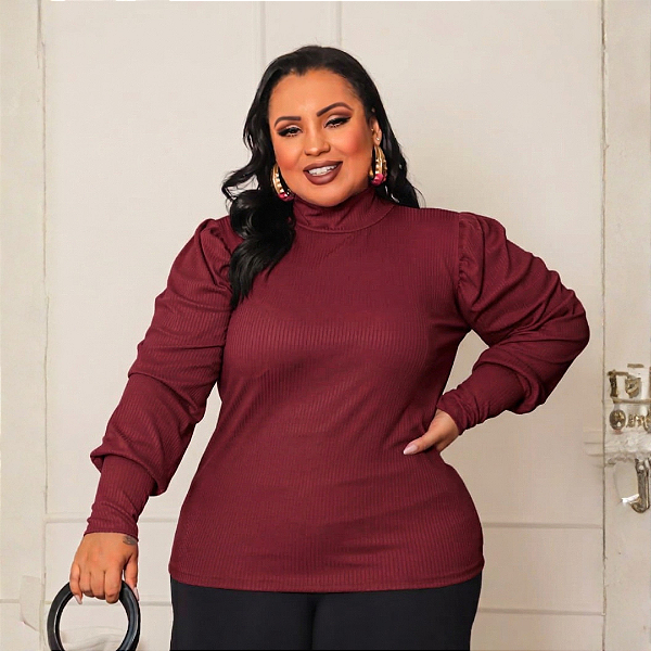Blusa Manga Princesa Lidia Vinho Plus Size