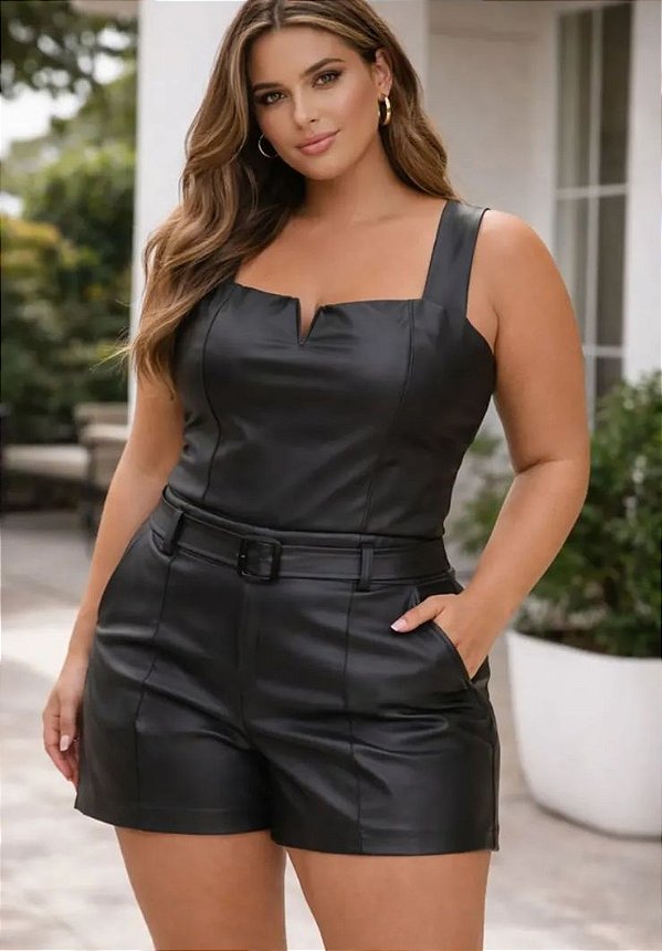 Cropped Laura Corino Preto Plus Size