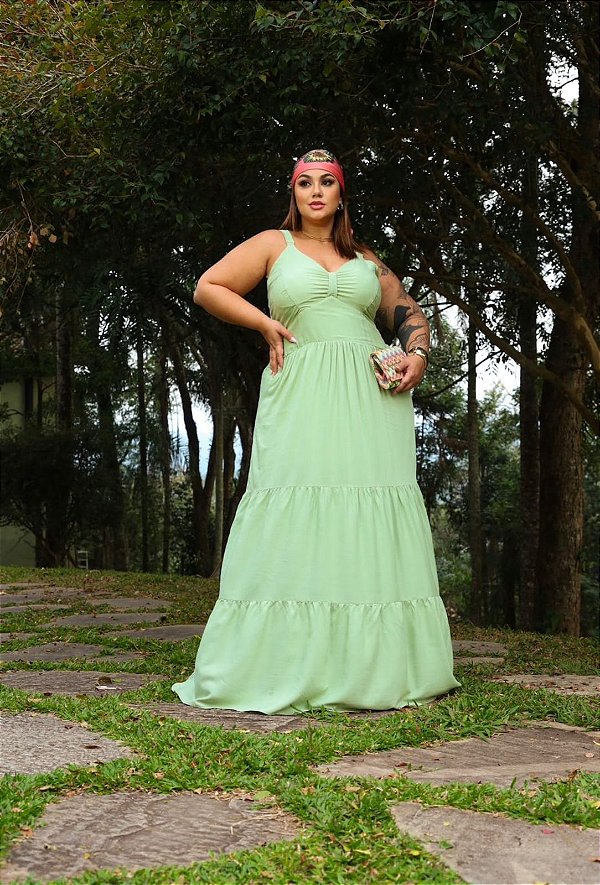 Vestido Helena Alça Verde Plus Size