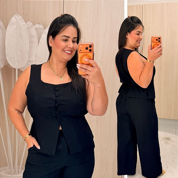 Conjunto Calça Bruna Preto Plus Size