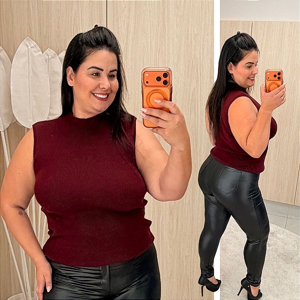 Blusa Alana Garrafinha Modal Vinho Plus Size