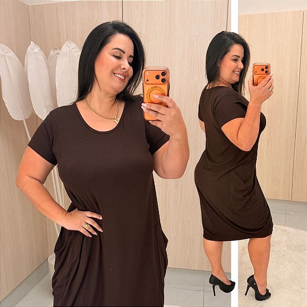 Vestido indiano Marrom Plus Size