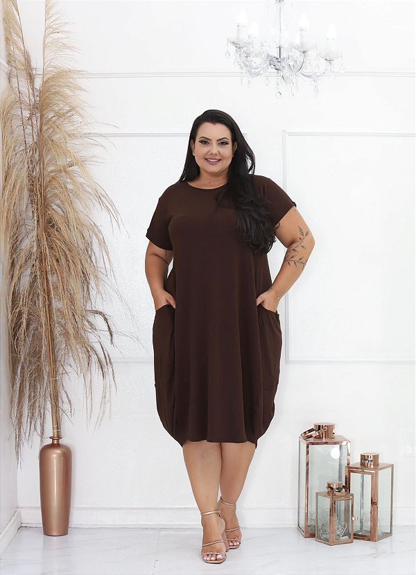 Vestido indiano Marrom Plus Size