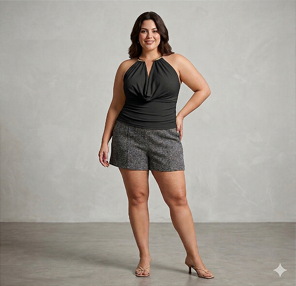 Cropped Dubai Preto Plus Size