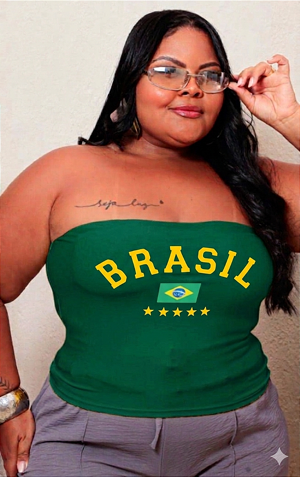 Top Faixa Brasil Verde Plus Size