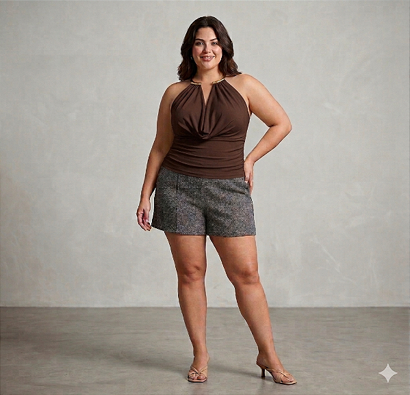 Cropped Dubai Marrom Plus Size