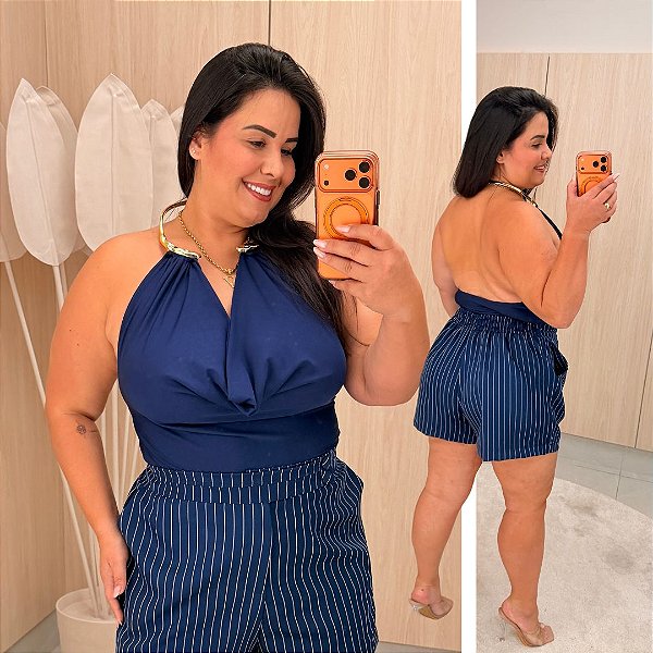 Cropped Dubai Azul Marinho Plus Size