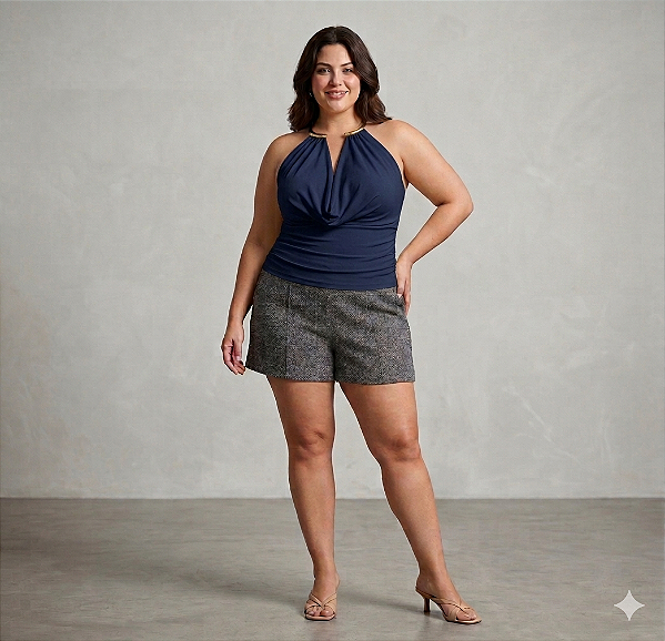 Cropped Dubai Azul Marinho Plus Size