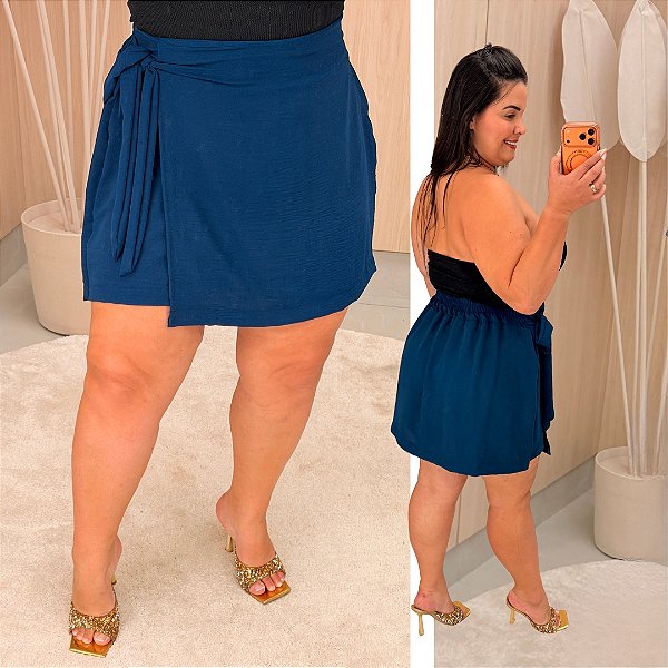 Short Saia Babi Petróleo Plus Size