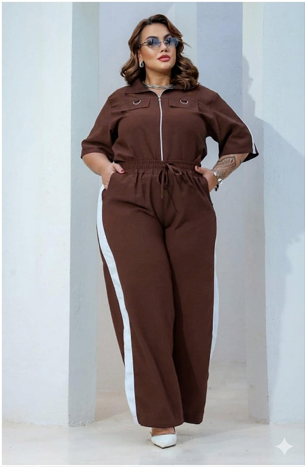 Conjunto Maju Marrom Plus Size