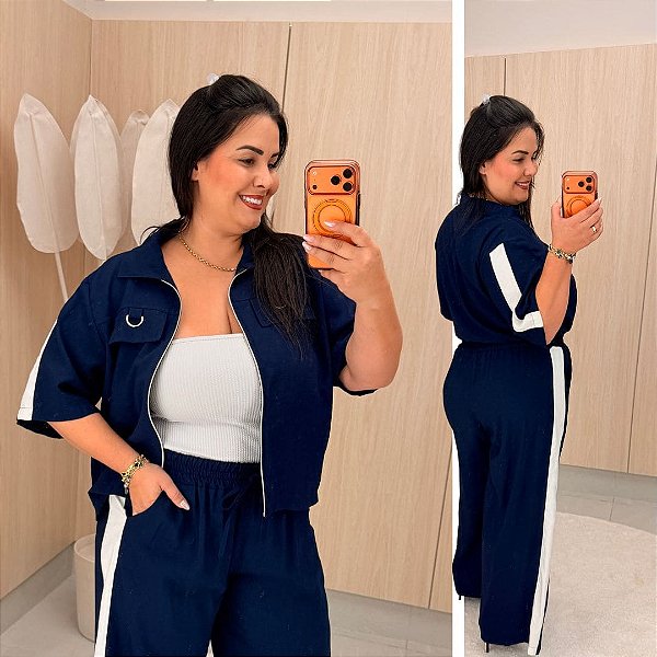 Conjunto Maju Azul Marinho Plus Size