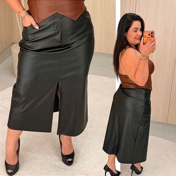 Saia Longa Lia Corino Preto Plus Size