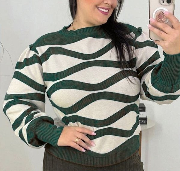 Blusa Punho Modal Verde Plus Size