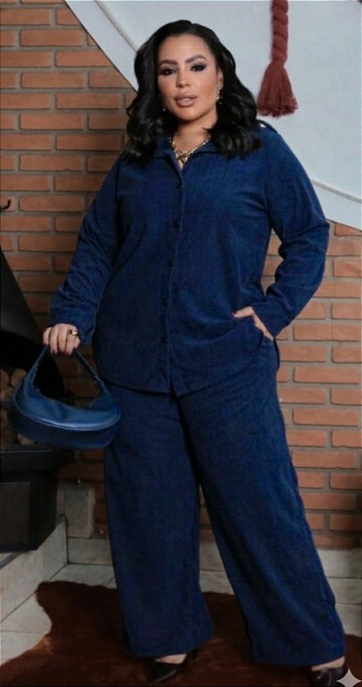 Conjunto Mia Azul Marinho Plus Size