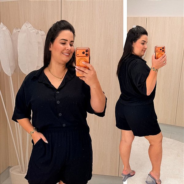 Conjunto Vip Curto Giovana Preto Plus Size