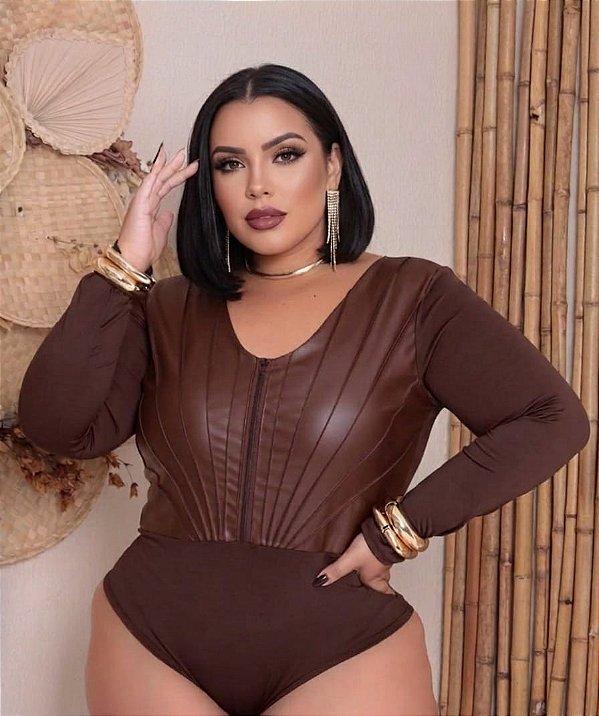 Body Corino Marrom Plus Size